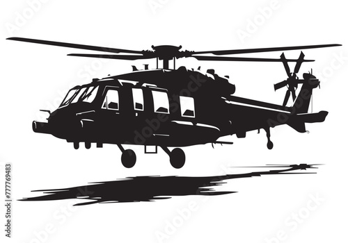 helicopter silhouette in black isolated on white background
