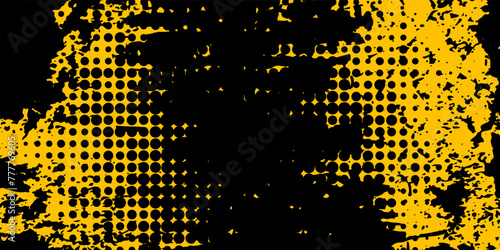 Dots halftone yellow and dark blue color pattern gradient grunge texture background. Dots pop art sport style vector illustration. dot halfton arts