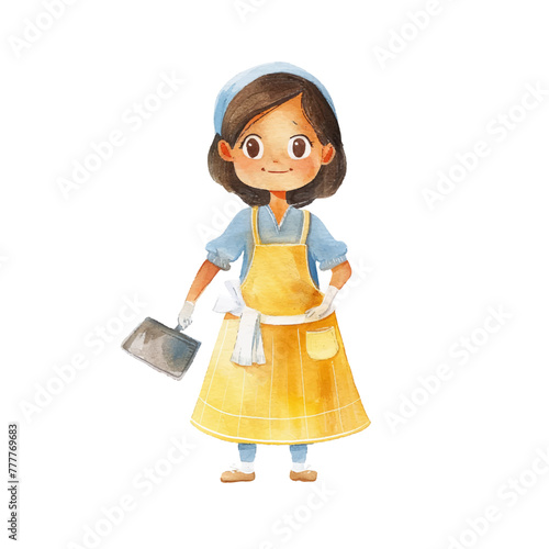 housekeeper vector illustration in watercolor style