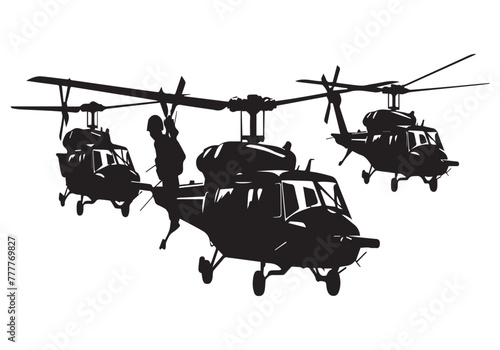 helicopter silhouette in black isolated on white background