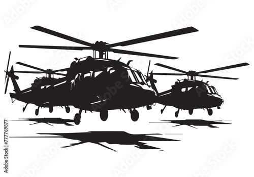 helicopter silhouette in black isolated on white background