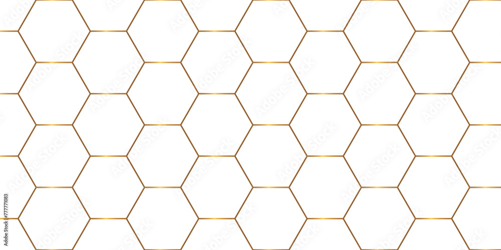 Illustration of a hexagon honeycomb vector background. Hexagonal shape geometric cell seamless.   - obrazy, fototapety, plakaty 
