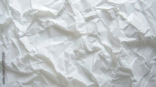 Recycled Crumpled White Paper Texture with Copy Space for Design
