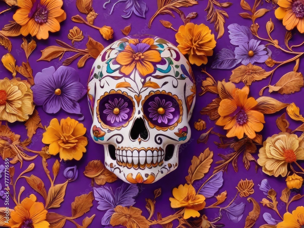 Sugar Skull calendula Dead holiday Mexico bones Sugar Skull calendula Dead holiday Mexico bones