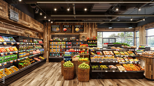 Marketplace Variety: A Supermarket Aisle Brimming with Fresh Produce, Highlighting the Diversity of Modern Food Retail