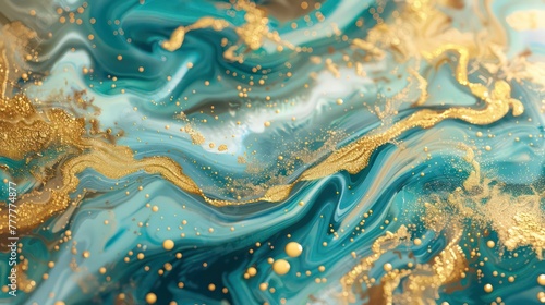 Abstract gold and blue luxury marble background. Marbling texture. 3d illustration
