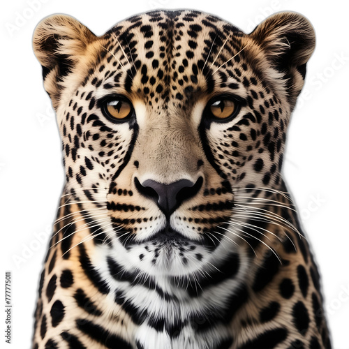 Leopard isolated on transparent background, png transparent background, closeup