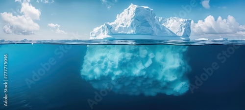 Antarctic sea iceberg floating for climate change and environmental conservation and ice melting and sea level due to ozone layer danger - 3D Rendering © Ibad