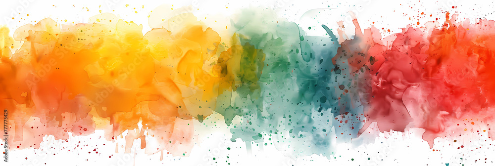 Obraz premium Watercolor smoke banner on white background rainbow colors 3:1