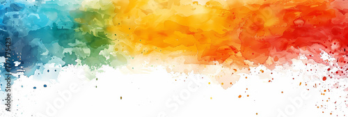 Watercolor rainbow smoke banner with copy space on white background. 