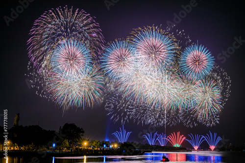 A 30 minutes' celebration fireworks of the Doube Tenth National Birthday at Yu Guang Island besides the Anping Harbor in Tainan City, southern Taiwan. photo