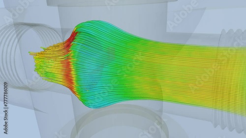 CFD simulation Computational fluid dynamics - throttle valve airflow simulation photo