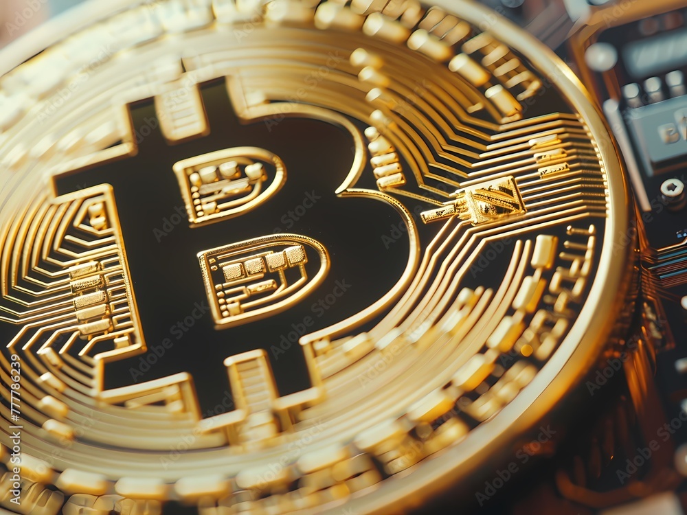 AI-Generated Image of Close-Up Bitcoin on Electronic Board AI-Generated Image of Close-Up Bitcoin on Electronic Board