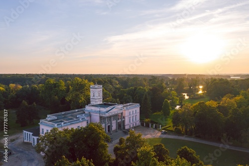 Obraz na płótnie The palace of the Mielżyński and Kościelski noble families with the adjacent Miloslaw Park in Miłosław, Września County, Greater Poland Voivodeship (Wielkopolska), Poland w salonie