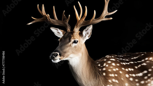 Portrait of a deer on a black background
