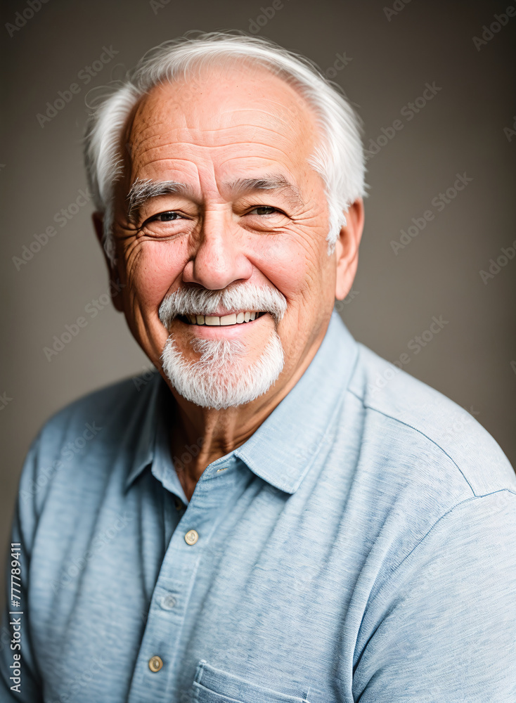 An older man with a white beard and mustache smiling at the camera. An older man with a white beard and mustache smiling at the camera.
