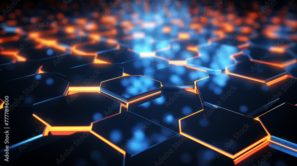 Glowing Blue Hexagonal Pattern with Futuristic Network Design Glowing Blue Hexagonal Pattern with Futuristic Network Design