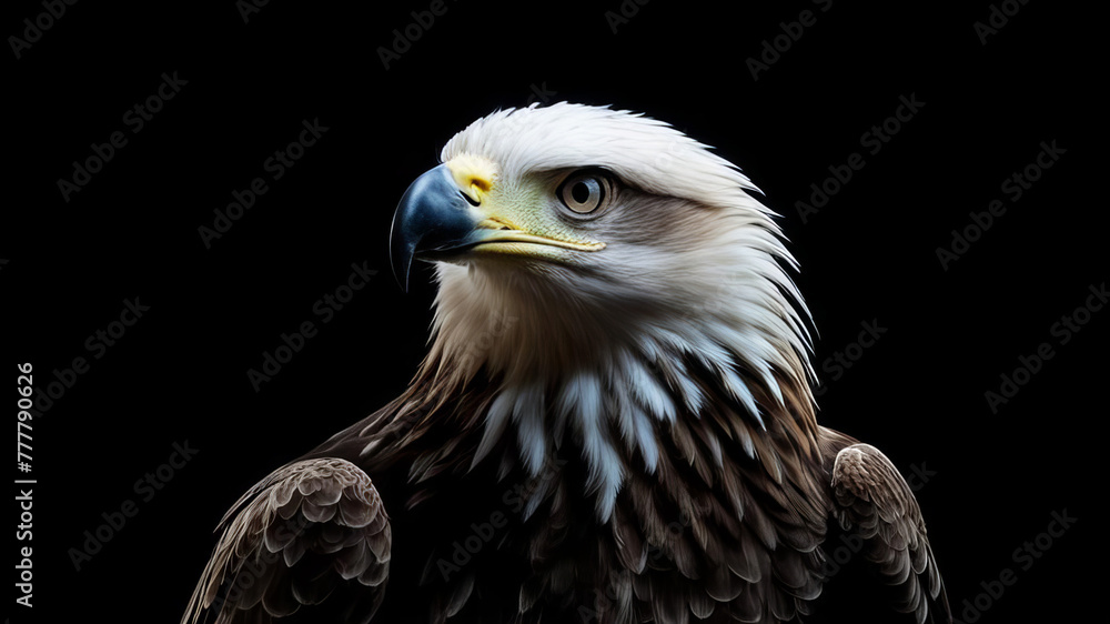 Obraz premium Portrait of an eagle on a black background
