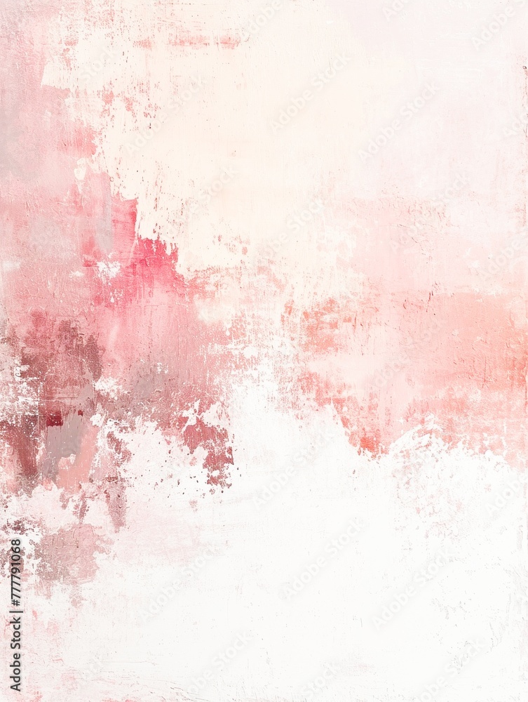Brushstrokes of white and pink paint on the wall