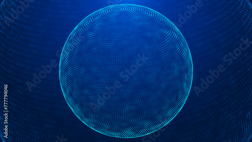 Sphere with particles blue 4K background
