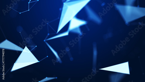 Abstract Polygons Lines And Dots Blue Background