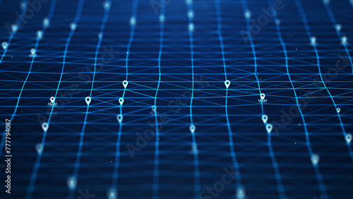 Location marker pin motion navigation 4K background