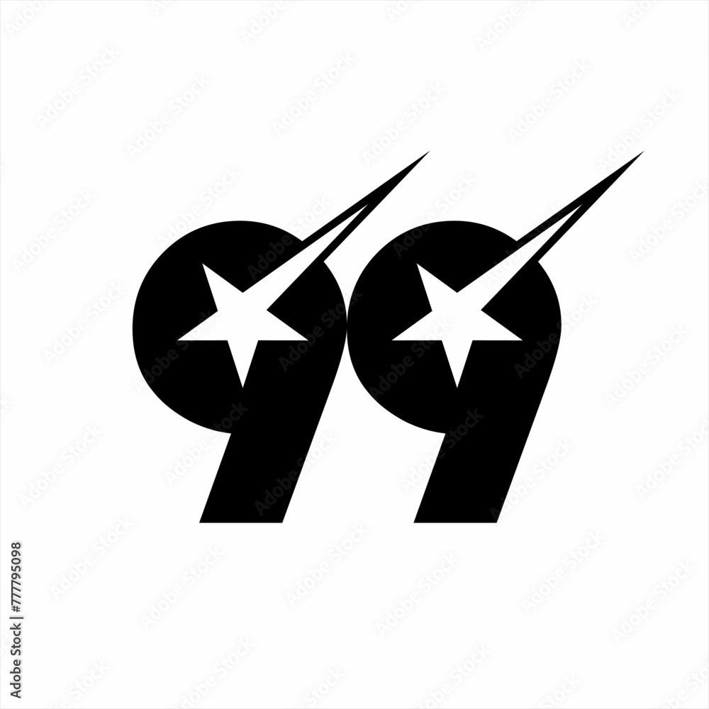 Number 99 logo design with star symbol. Number 99 logo design with star symbol.