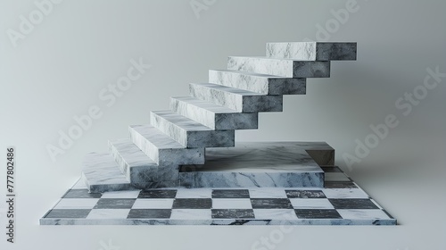 A design combination of a chess board and steps/stairs. generative AI