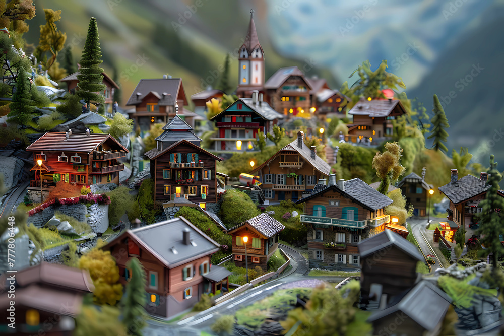 miniature Swiss Alpine mountain town