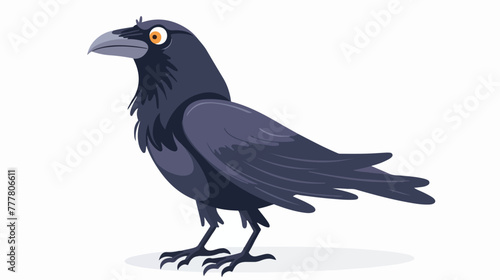 Cartoon crow isolated on white background flat vector