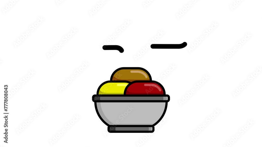 Animation of food icon on bowl Animation of food icon on bowl