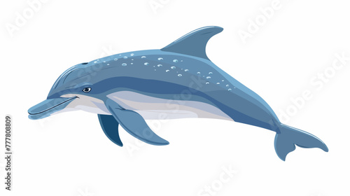 Cartoon dolphin swimming in the ocean flat vector isolated