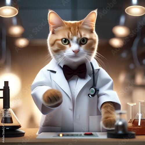 A cat wearing a scientist's lab coat and conducting experiments5 © Ai.Art.Creations