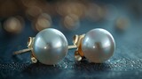 Elegant Natural Pearl Earrings on Dark Background, Exquisite Jewelry