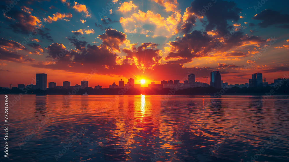 The sky is filled with clouds, and the sun is setting. AI. The sky is filled with clouds, and the sun is setting. AI.