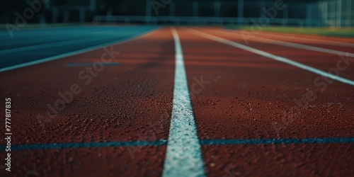 close-up of the running track at the stadium
