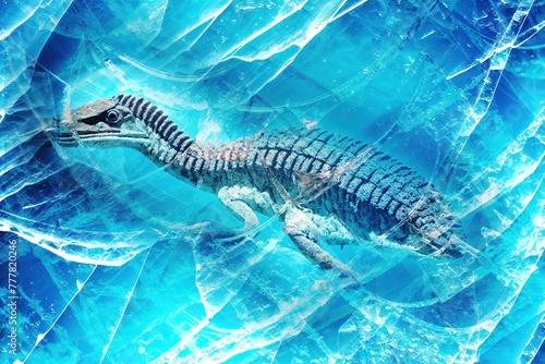 A dinosaur in the ice
