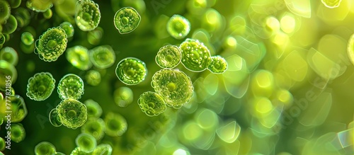 Vibrant Algae Cells Thriving in a Single Drop of Pond Water