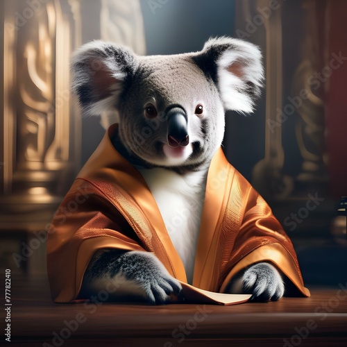 A koala wearing a judge's robe and presiding over a court2 photo