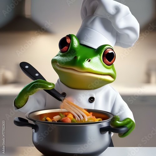 A frog wearing a chef's hat and cooking up a delicious meal5