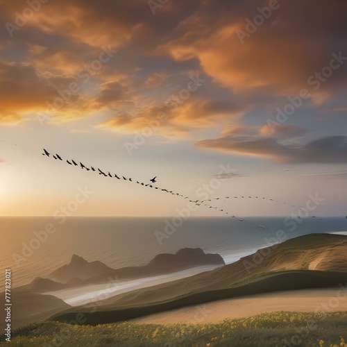 A group of birds flying kites on a windy day in the spring3 photo