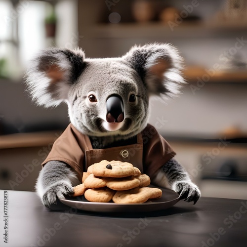 A koala wearing a chef's hat and baking cookies4 photo