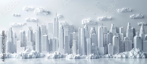 Paper Cut Style City Skyline A Modern Metropolis