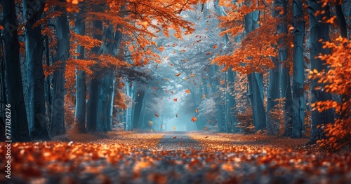 Enchanted Autumn Stroll. Kaleidoscope of Colors Along Forest Paths © lander