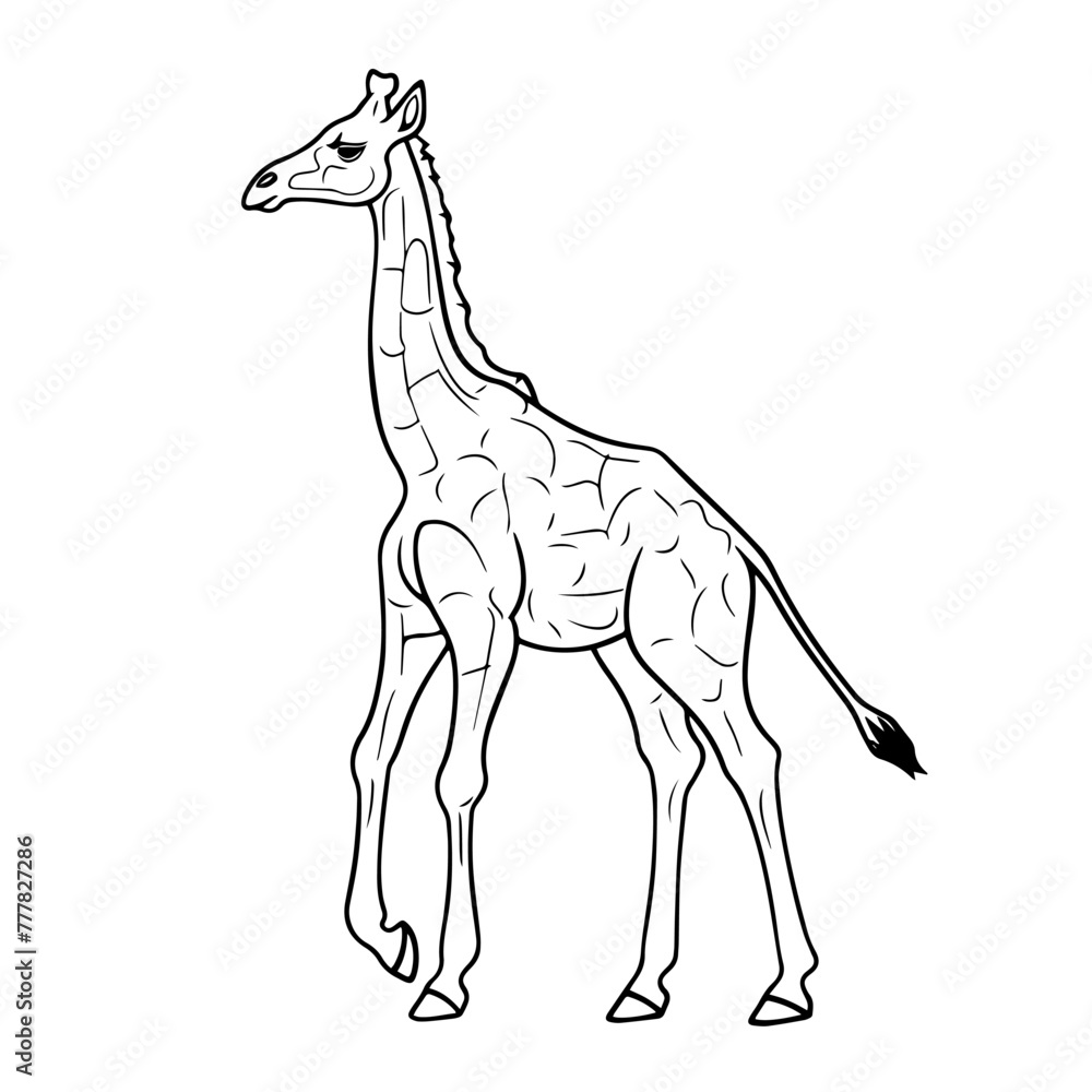 Chic outline icon of a giraffe in vector, perfect for wildlife designs.