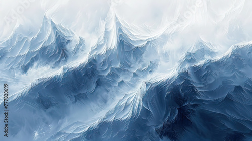 Ethereal Blue Mountain Ridges in a Dreamlike Landscape photo