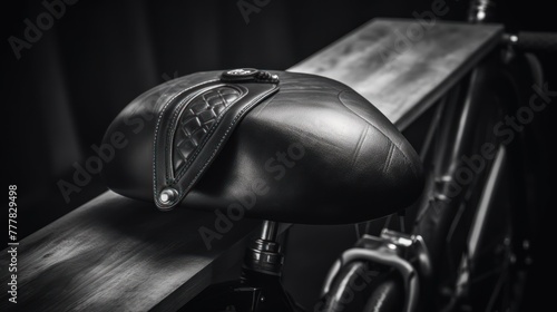 Vintage And Classic Leather Bike Saddle Bag On Bicycle Background