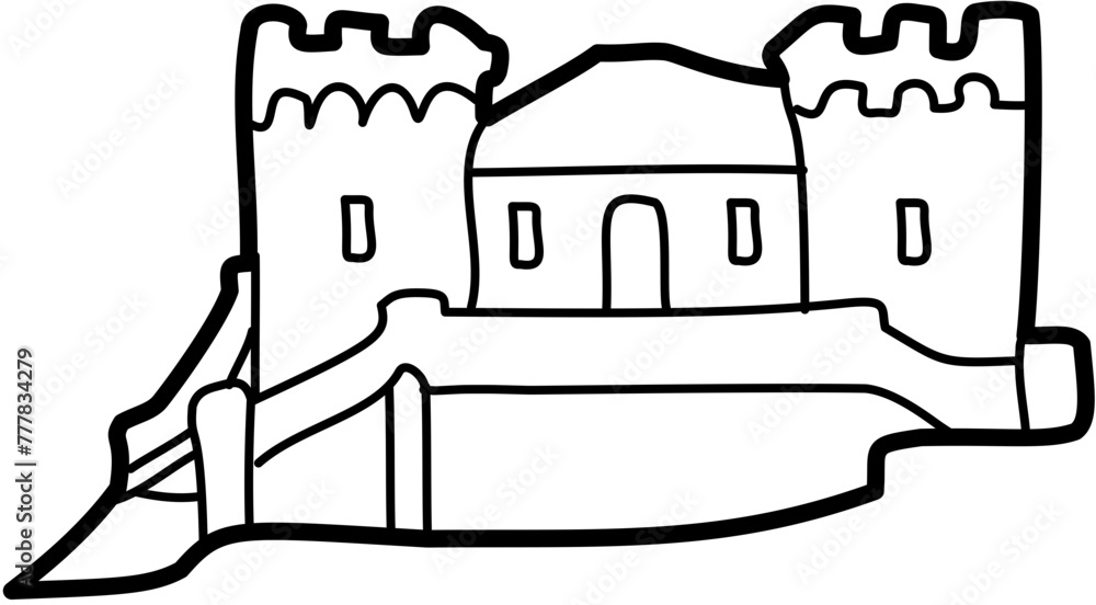 castle illustration drawing flat style castle illustration drawing flat style