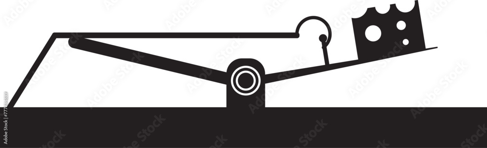 illustration of a mouse trap icon with cheese bait illustration of a mouse trap icon with cheese bait