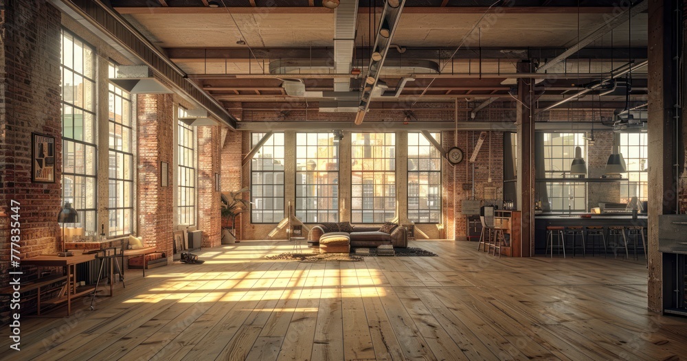Empty Loft Apartment in Industrial Style